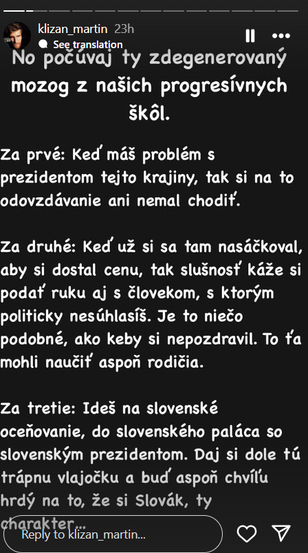 Tenista Kližan ostro reagoval na Simonovo odmietnutie podať ruku prezidentovi. Takéto tvrdé slová študent určite nečakal 3 Snimka obrazovky 2025 01 14 172848
