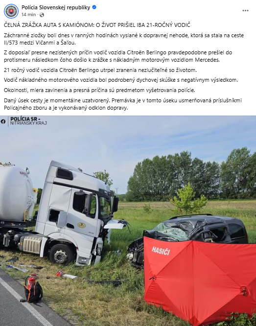 Ranná cesta sa skončila smrťou. Citroën sa čelne zrazil s kamiónom. Život mladého vodiča sa už nepodarilo zachrániť 2 image 7