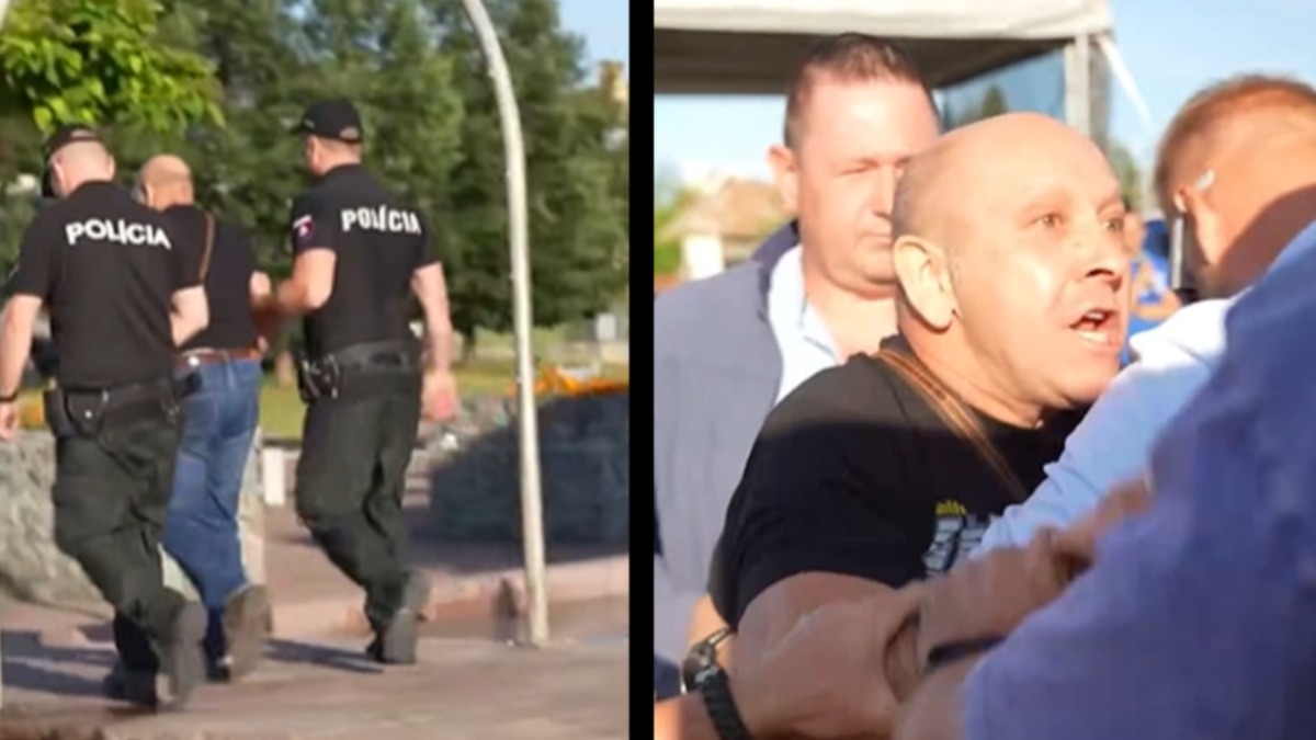 Polícia zasahovala na podujatí hnutia Slovensko aj v Stropkove. Agresívny muž sa ho pokúsil narušiť: „Takto sa správa volič Fica,“ povedal Matovič 1 x 2026 07 10T101852.262
